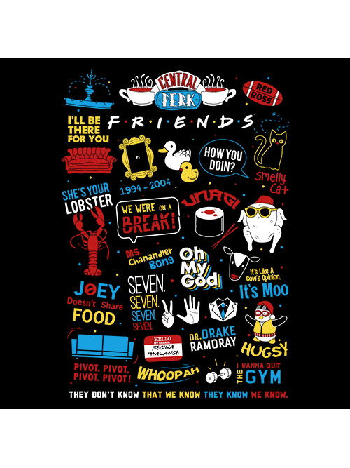 F.R.I.E.N.D.S Infographic T-shirt, Official Friends Merchandise