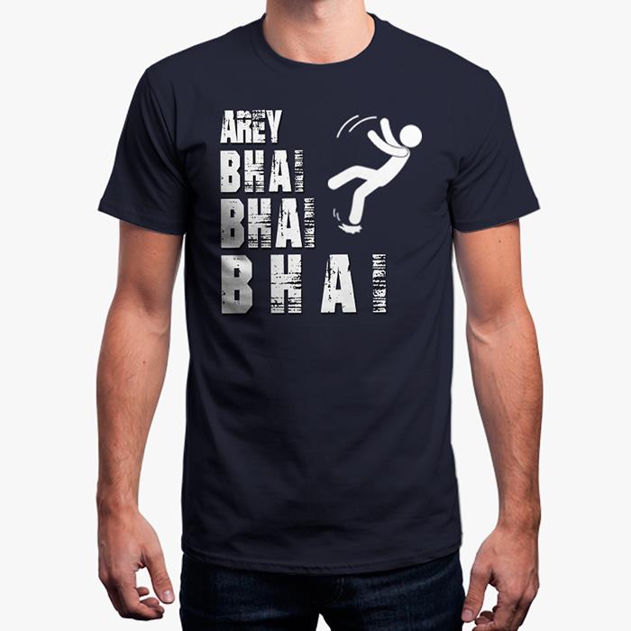Arey Bhai Bhai Bhai - Navy Blue T-Shirt