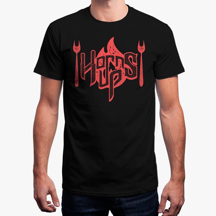 Horns Up (Black) - Men's T-Shirt