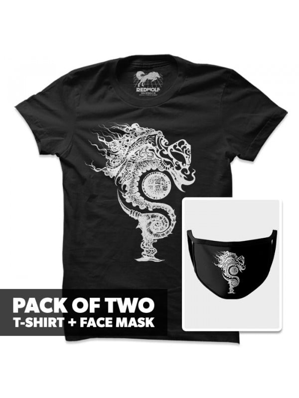 Pack of Two: Serpents Of Pakhangba Logo T-shirt + Face Mask (Black)