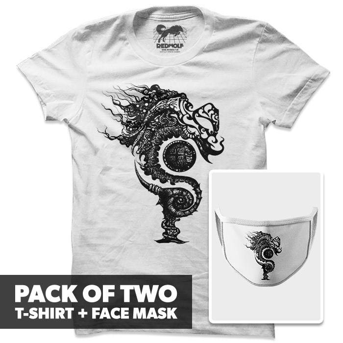 Pack of Two: Serpents Of Pakhangba Logo T-shirt + Face Mask (White)