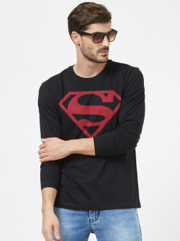 Black Superman Logo - Superman Official Full Sleeve T-shirt