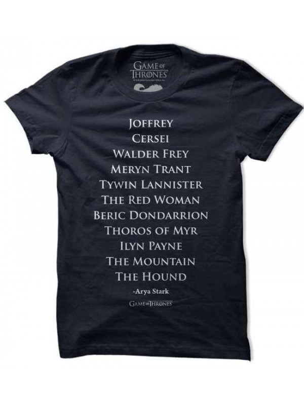 Arya's List - Game Of Thrones Official T-shirt