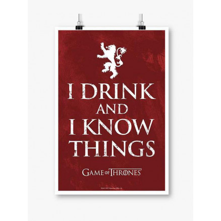 I Drink and I Know Things: Red - Game Of Thrones Official Poster