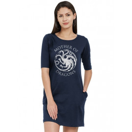 Mother Of Dragons: Navy Blue - Game Of Thrones Official T-shirt Dress