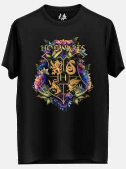Hogwarts: Floral Logo - Harry Potter Official T-shirt