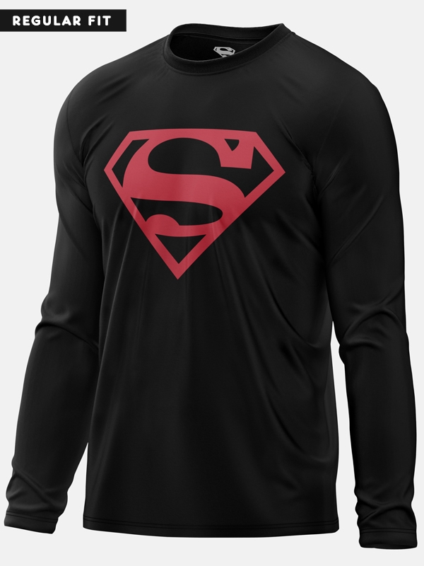 Black Superman Logo - Superman Official Full Sleeve T-shirt