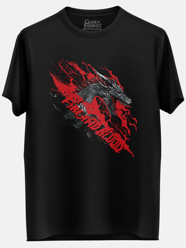 Dragon Fire And Blood - Game Of Thrones Official T-shirt