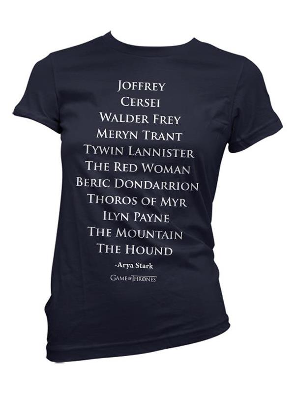 Arya's List Women's - Game Of Thrones Official T-shirt