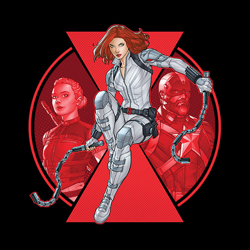 Black Widow In Action T-shirt | Official Black Widow Merchandise | Redwolf
