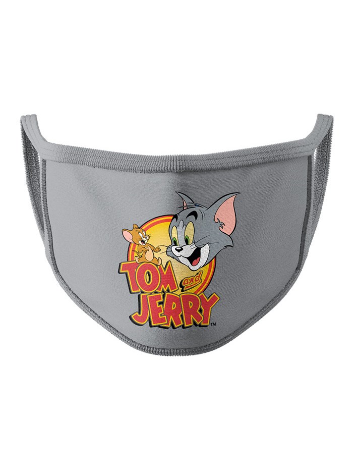 

Redwolf - Tom & Jerry: Classic Logo - Tom & Jerry Official Face Mask, Grey fabric & tipping