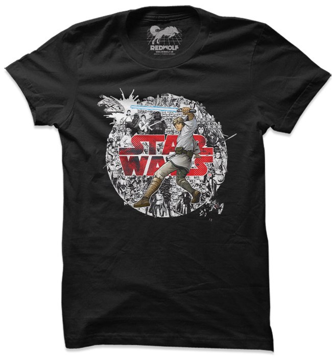 

Redwolf - Luke In Action - Star Wars Official T-shirt, Black
