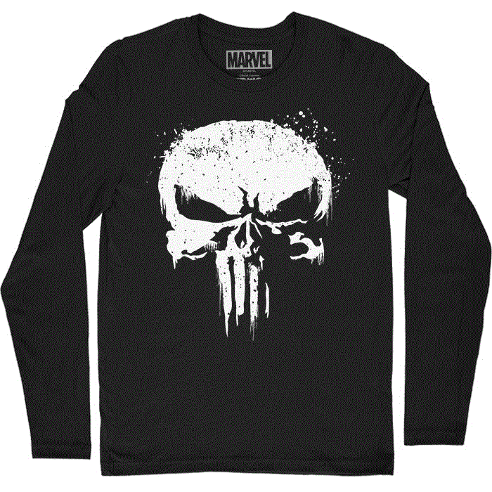 Redwolf – Punisher Skull (Glow In The Dark) – Marvel Official Full Sleeve T-shirt-L