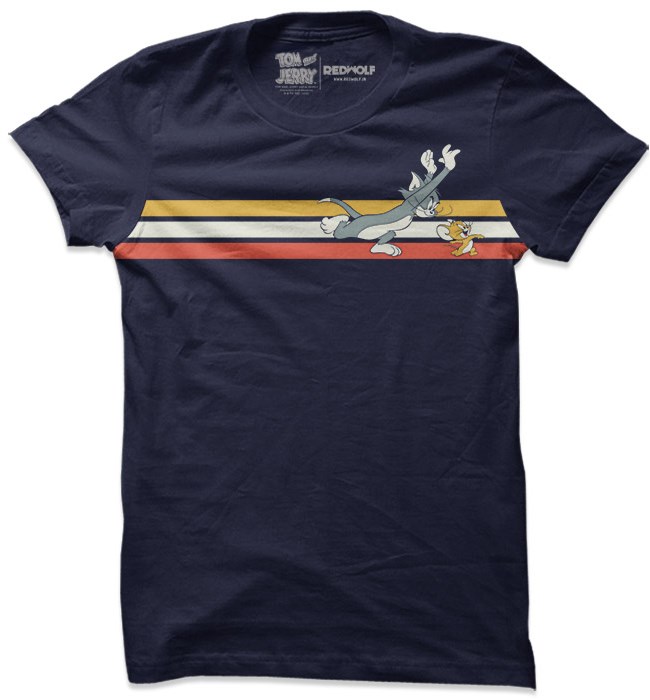 

Redwolf - Tom & Jerry: Retro Stripes - Tom & Jerry Official T-shirt, Navy blue