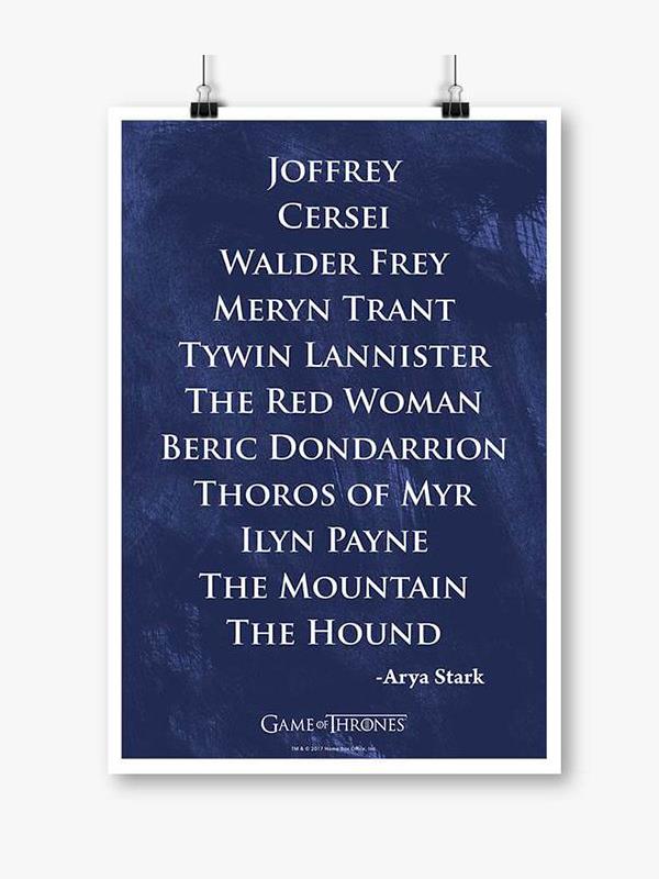 

Redwolf - Arya's List - Game Of Thrones Official Poster