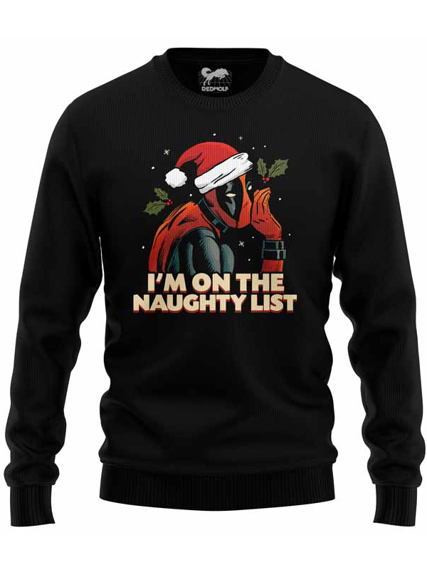 

Redwolf - I'm On The Naughty List - Marvel Official Pullover, Black