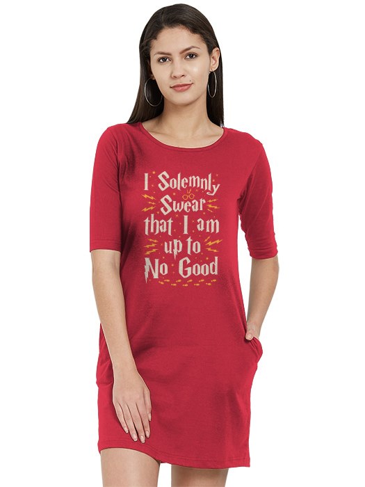 

Redwolf - I Solemnly Swear That I Am Up To No Good - T-shirt Dress, Cherry red