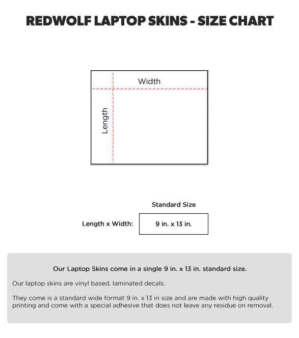 Laptop Skin Size Chart